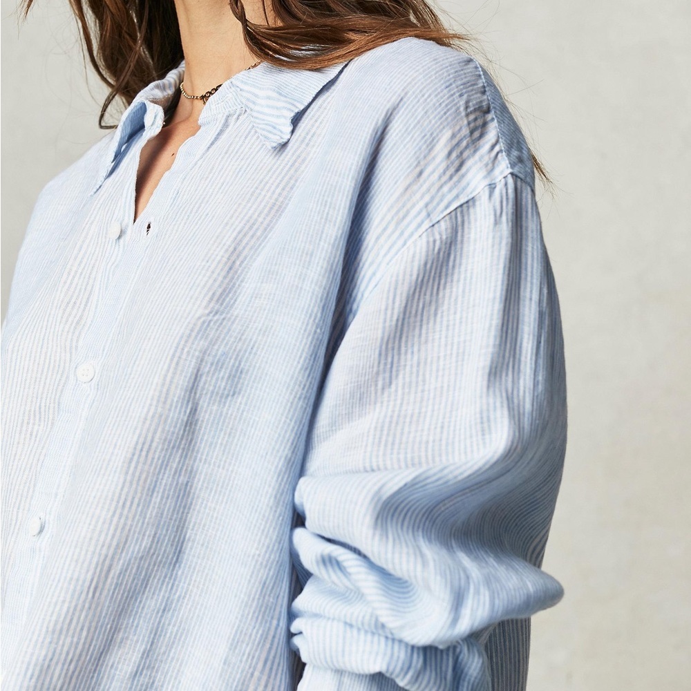 CP Shades Blue White Straiped Tunic Button Down